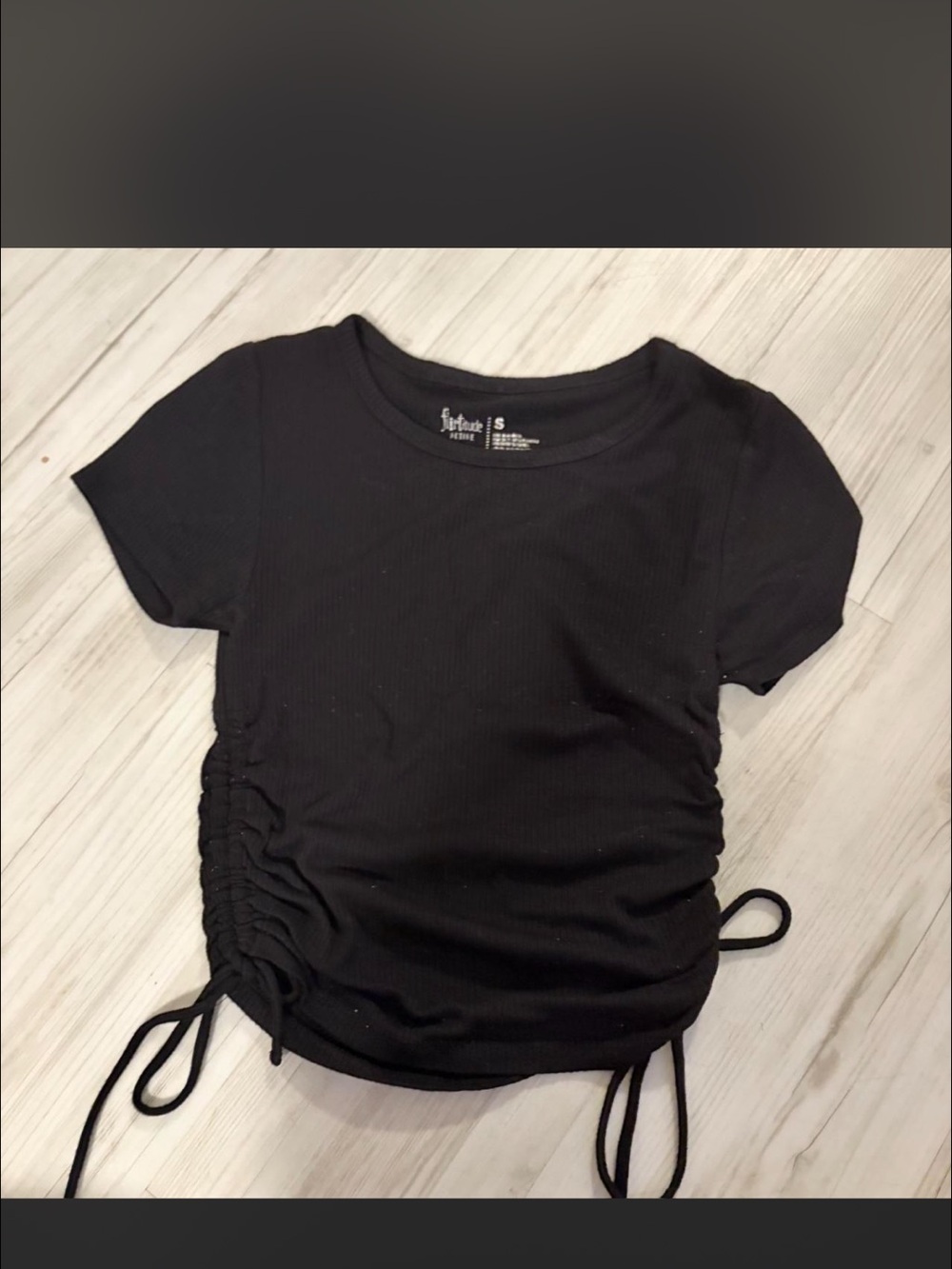 flirtitude Black Short Sleeve Ruched Crop Top